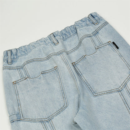 Men Jeans Stitching Loose Straight