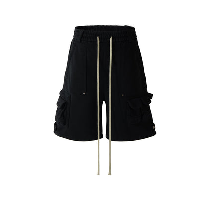 MIJKO Men Shorts Zipper Multi-pocket Casual Drawstring Shorts