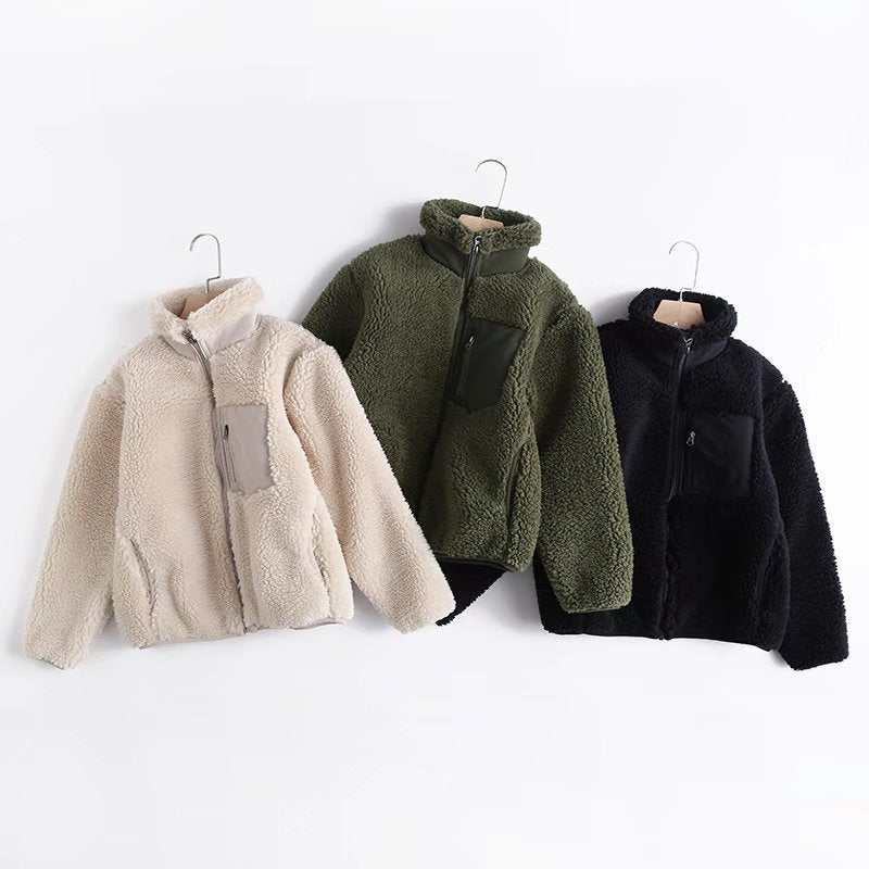 Women Cotton Coat Windproof Faux Cashmere Cardigan Coat for Children