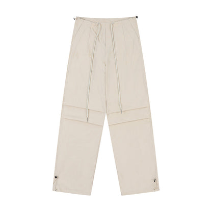 Men Sweatpants Pleated Casual Straight Trousers Loose Sports Drawstring Ankle Banded Pants