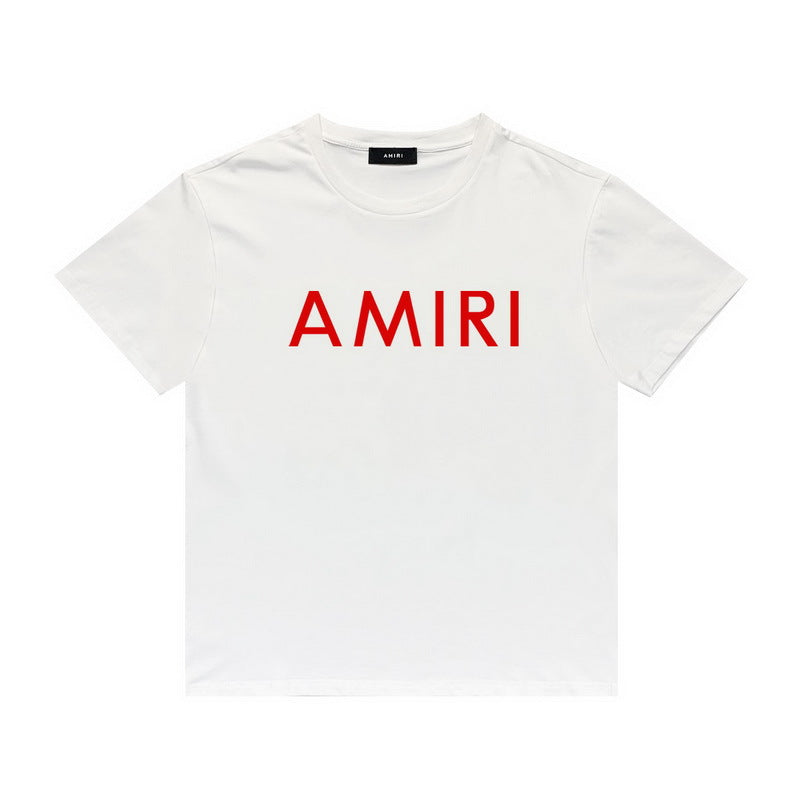 Amiri T Shirt Letter Print Casual Hip Hop round Neck Short Sleeve T-shirt