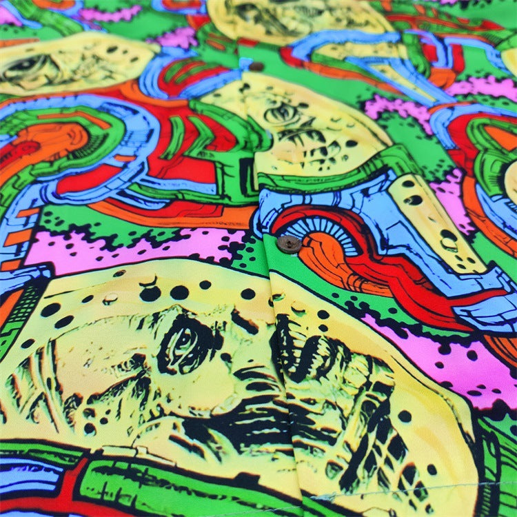 GUILTYPARTIES TIGER 24ss sci-fi graffiti, rayon casual, Hawaiian short-sleeved shirt