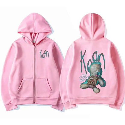 Korn Issues Rock Band Zipper Hoodie Men's Vintage Metal Goth