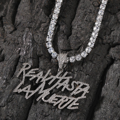Jewelry Diamond Double Letter Pendant Necklace Jewelry Word Up rapper Spectrum
