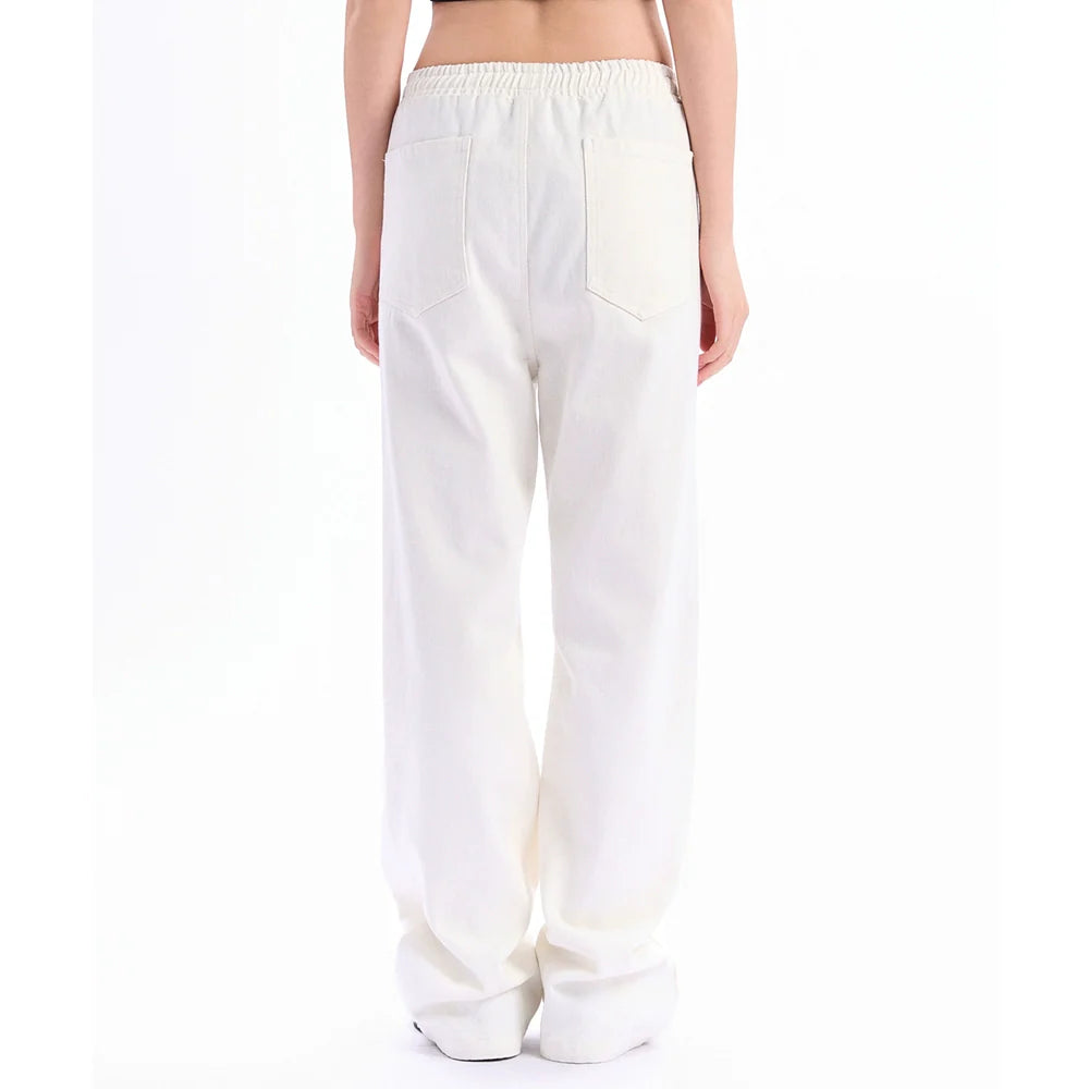 Men Sweatpants Personalized Embroidered Devil Horn Straight Casual Trousers Hip Hop Diagonal Cloth Jeans