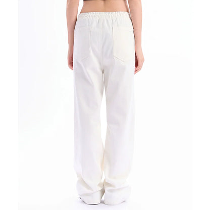 Men Sweatpants Personalized Embroidered Devil Horn Straight Casual Trousers Hip Hop Diagonal Cloth Jeans