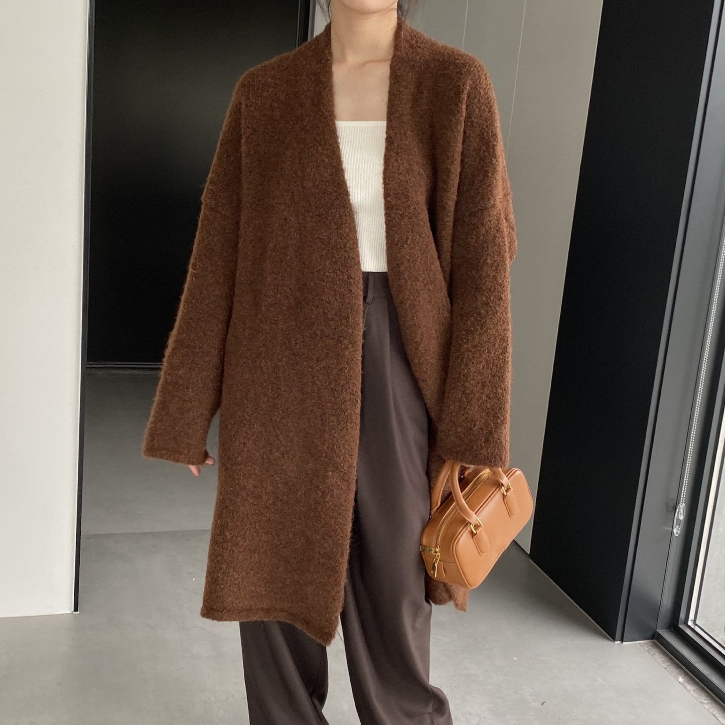 Women Cardigan Sweater Autumn and Winter Woolen Coat Baggy Coat Long Sleeve Jacket K331