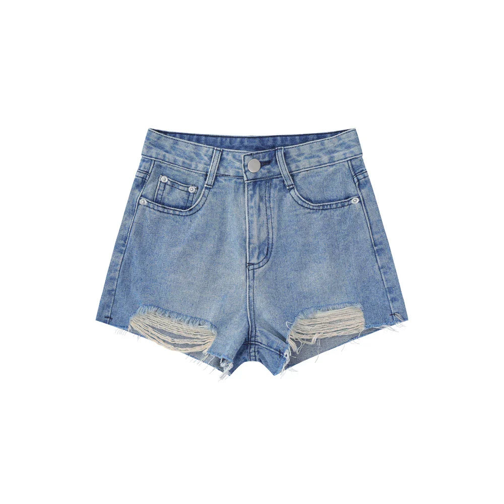 Women Shorts Ripped Burr Denim Shorts Summer