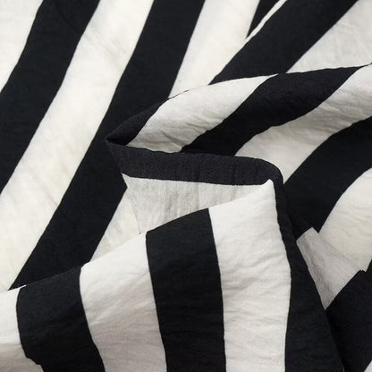 Women Tops Summer Striped Shirt Single-Breasted Mid-Length Top