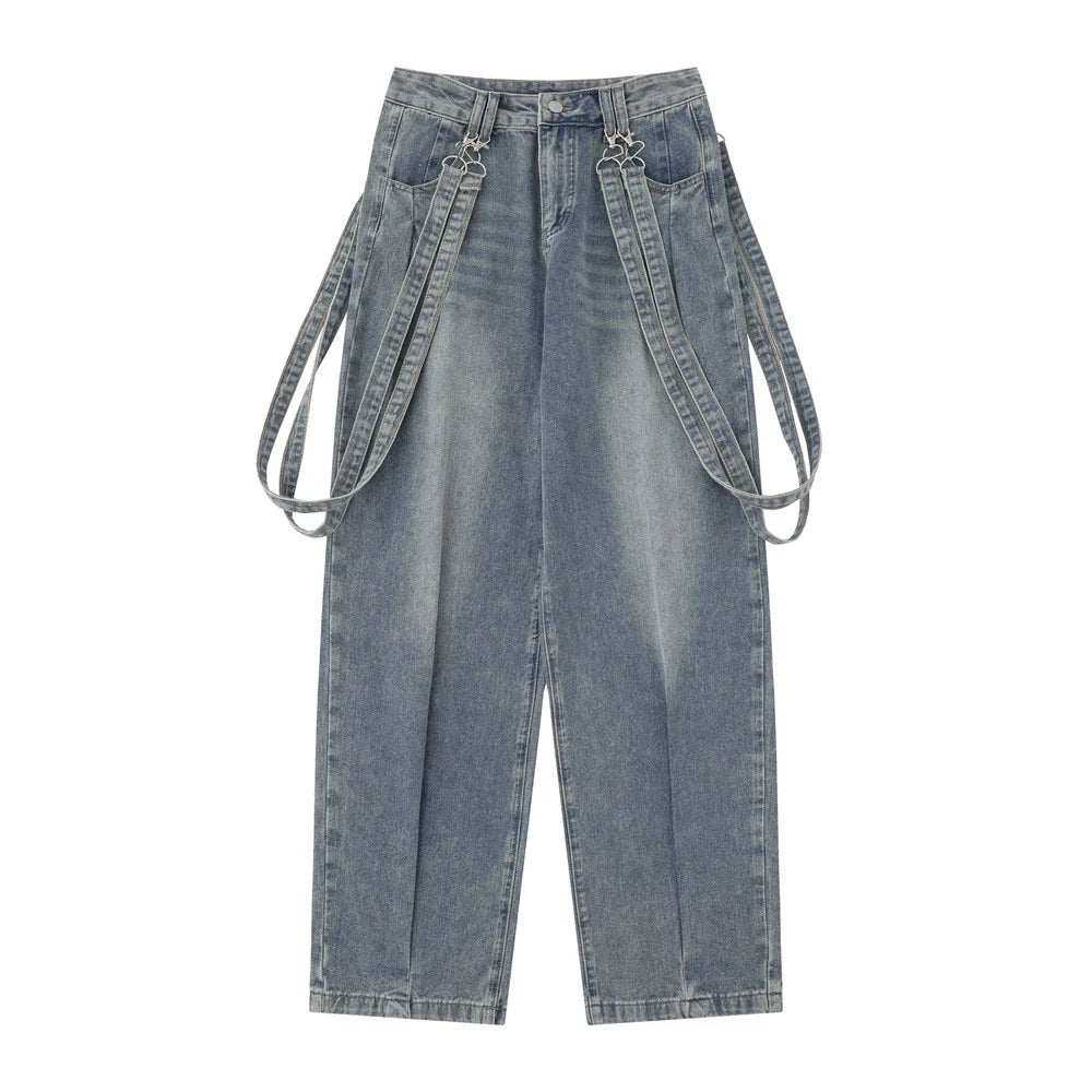 Women Pants Jeans Distressed Loose Straight-Leg Wide-Leg Pants