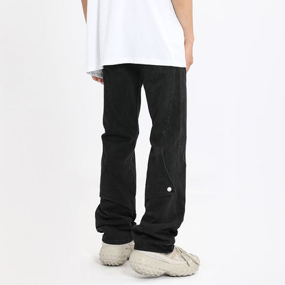 Men Jeans Straight Jeans Loose Wide Leg Pants Denim Trousers