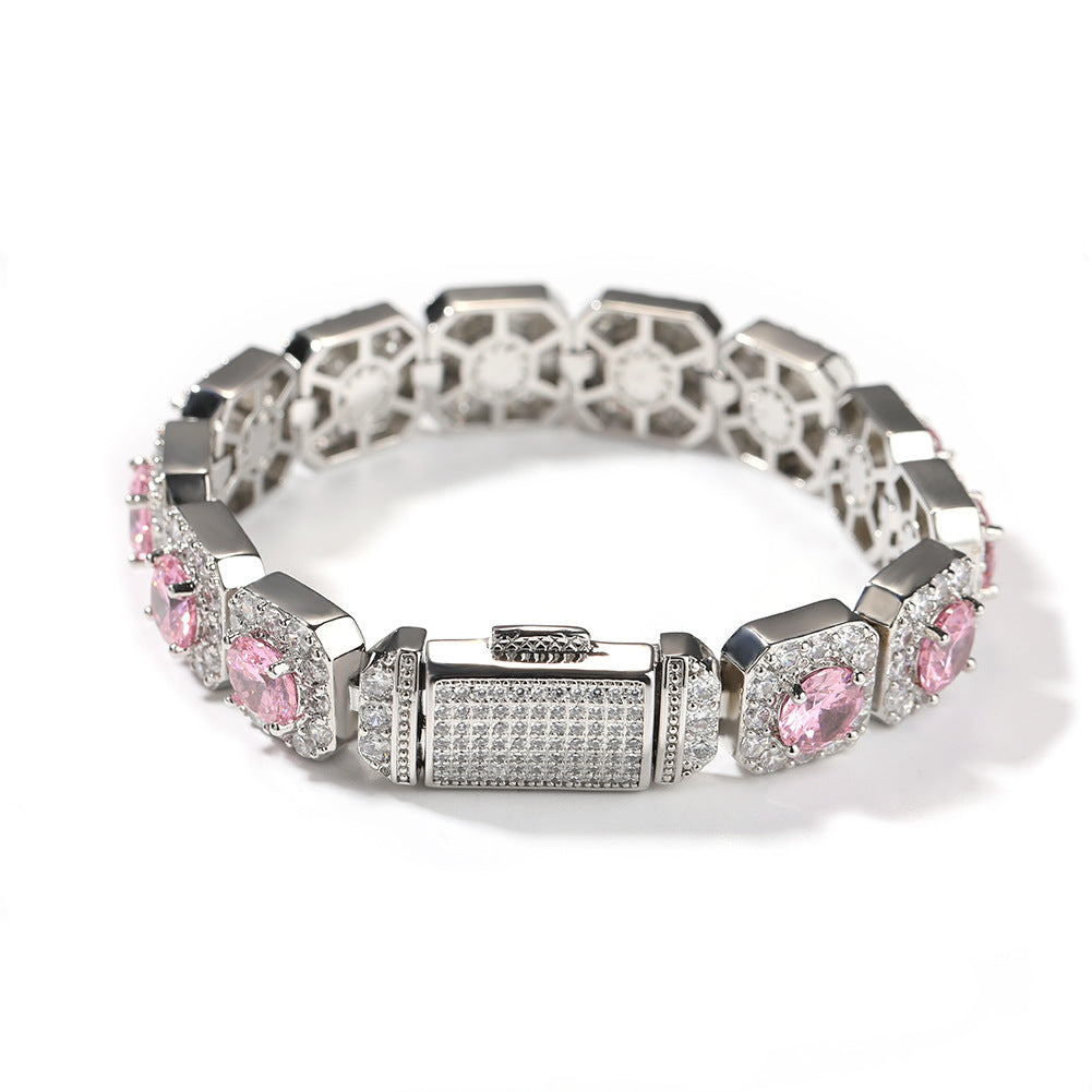 Bracelet Hip Hop Bracelet Copper with Zircon Color Spectrum St. Valentine's