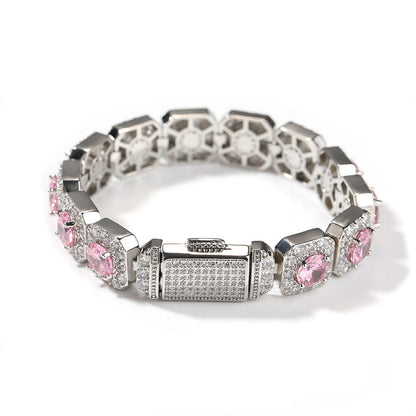 Bracelet Hip Hop Bracelet Copper with Zircon Color Spectrum St. Valentine's