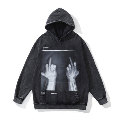 Men Hoodie Hiphop Hip Hop Worn Looking Washed-out Hooded Sweater