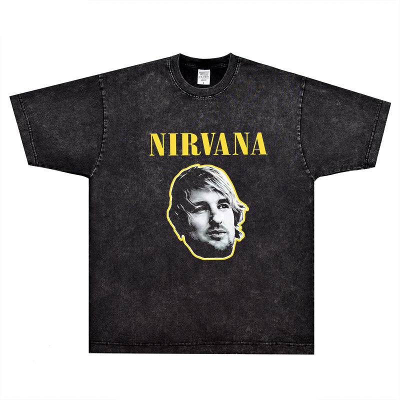 Rock Star T Shirt Kurt Cobain T-shirt Coke Big Head Portrait Retro Street Trendy Loose Printed Short Sleeve
