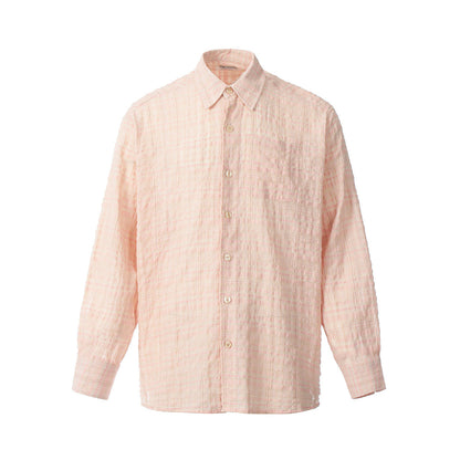 Unisex Shirts Our Legacy Pink Loose Checked Long Sleeve Shirt