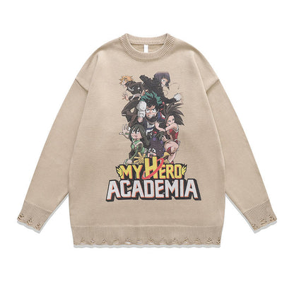 Women Sweater Vintage Cartoon Anime Lazy Style Knitted Sweater