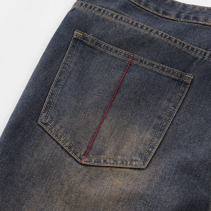 Men Jeans Bell-Bottom Pants Loose Hip Hop Side Stripes