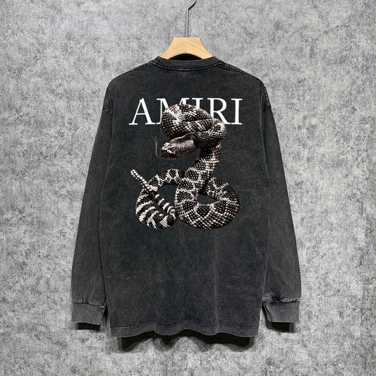Amiri Long-Sleeve Shirt Python Pattern Vintage Long Sleeve T-shirt