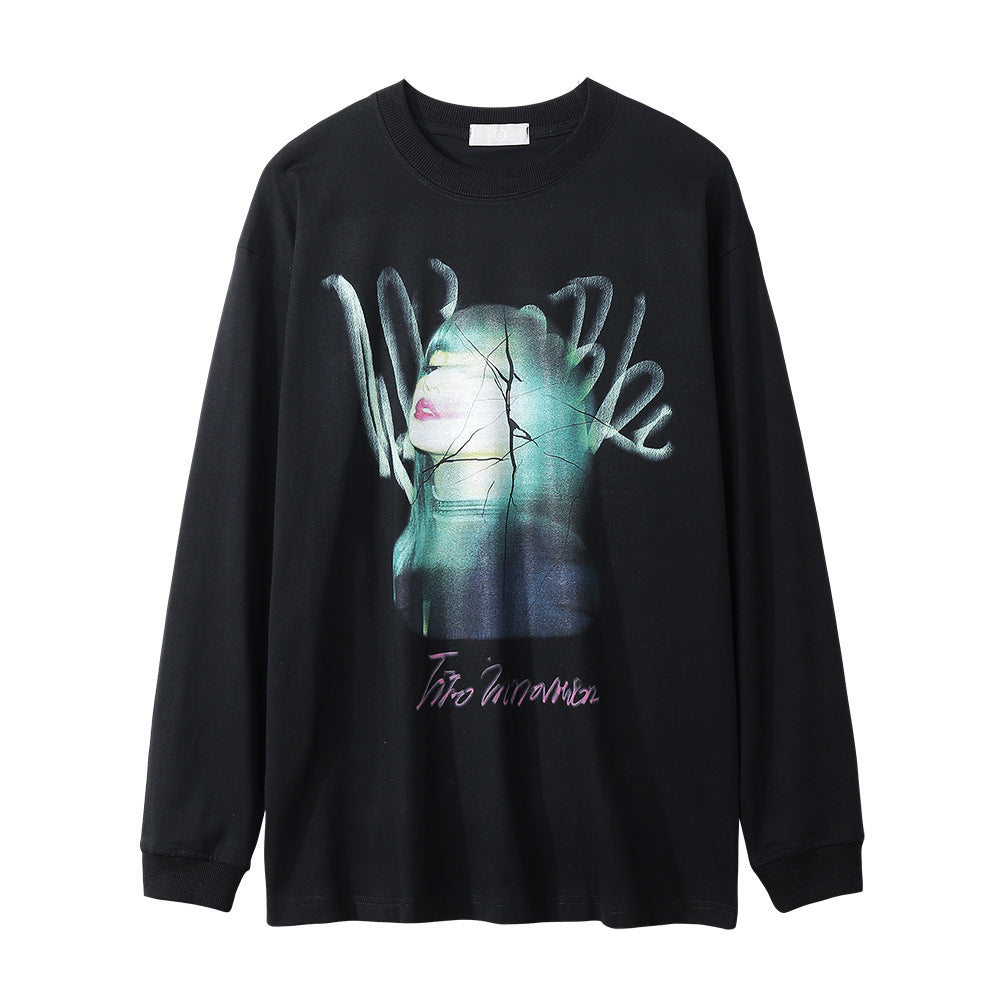 Men Long Sleeve T-Shirt Super Beautiful Anime Print Loose