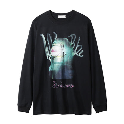 Men Long Sleeve T-Shirt Super Beautiful Anime Print Loose