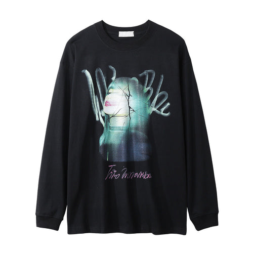 Men Long Sleeve T-Shirt Super Beautiful Anime Print Loose