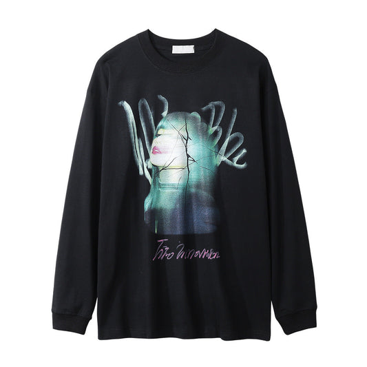 Men Long Sleeve T-Shirt Super Beautiful Anime Print Loose
