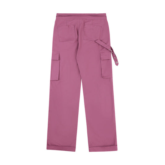Men Sweatpants Multi-Pocket Loose Wide Leg Straight Long Pants