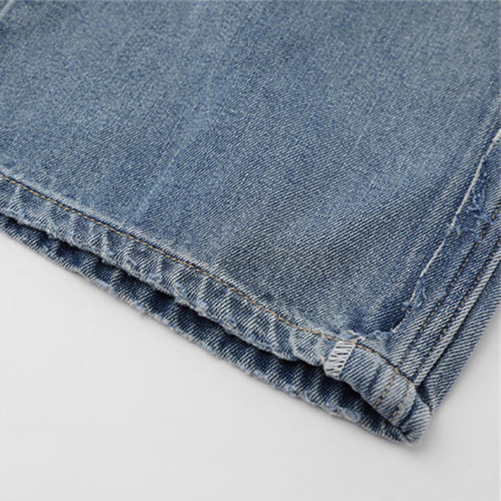 Women Pants Jeans Loose Straight-Leg Wide-Leg Pants