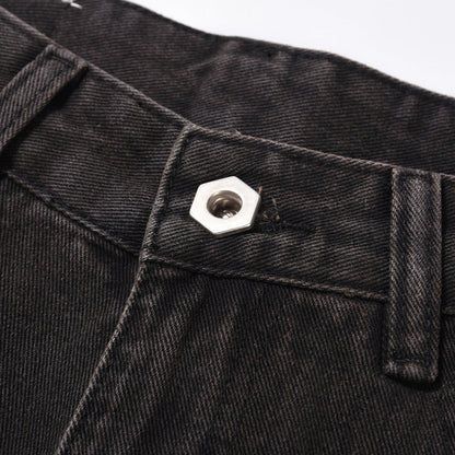 Men Jeans Loose Zip Straight Wide Leg