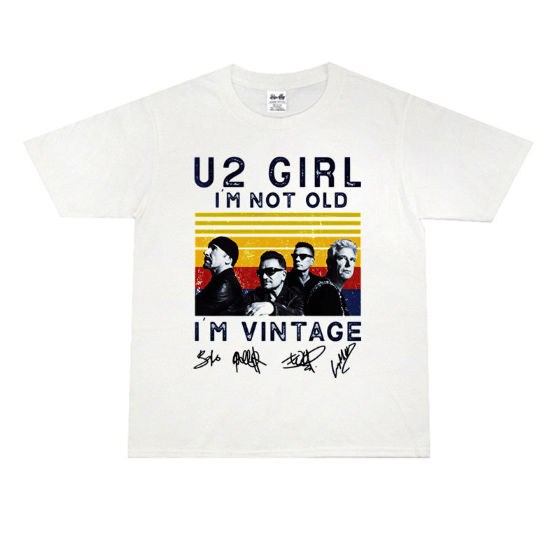 Rock Star T Shirt Irish Rock Band Printed Crew Neck T-shirt Pure Cotton Loose Short Sleeve