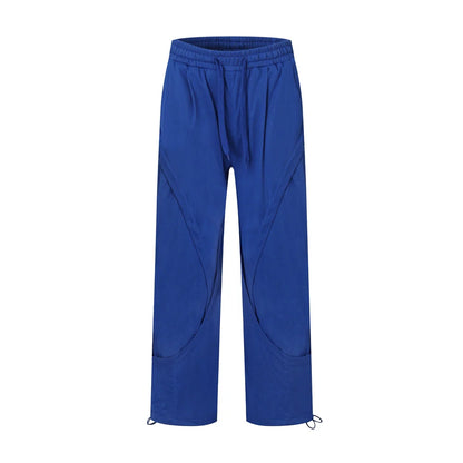 Men Sweatpants Breathable Quick-Drying Mesh Exercise Casual Pants Pleated Stitching Draping Effect Wide-Leg Pants