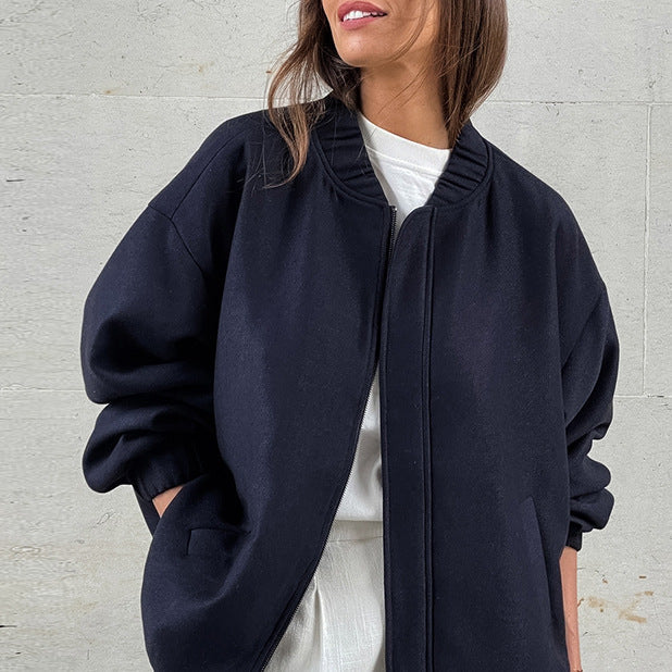 Women Trench Coat Jacket Baseball Uniform Windbreaker Jacket Loose Casual