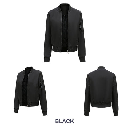 Women Trench Coat Stand Collar Urban Casual Bomber Jacket Spring and Autumn Coat
