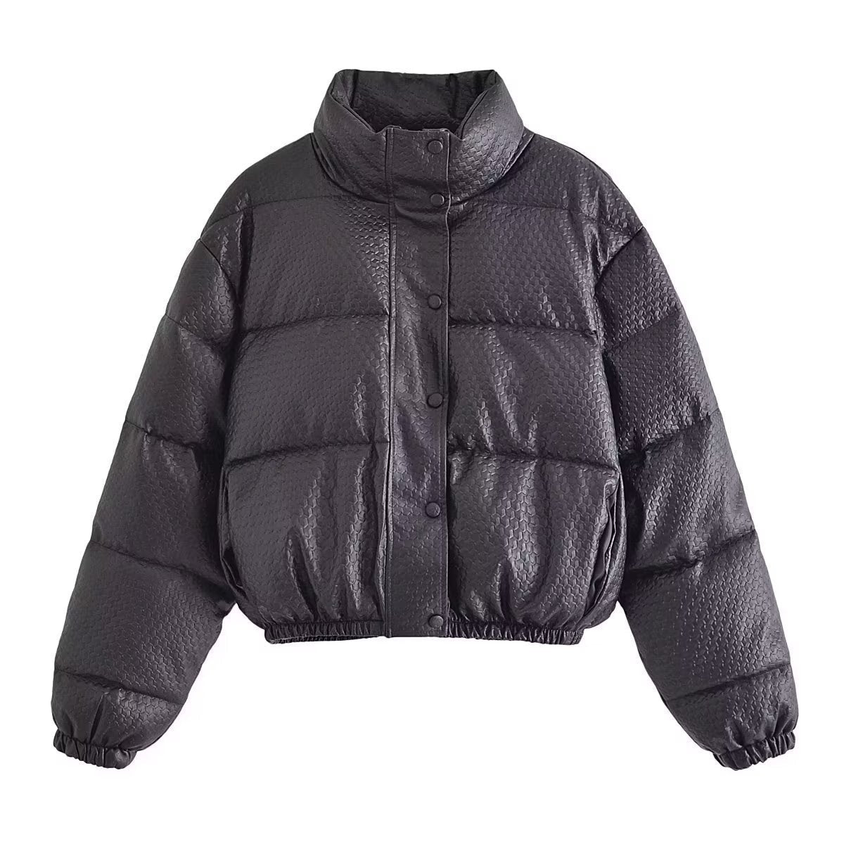 Women Cotton Coat Casual Solid Color Simple Imitation Leather Coat