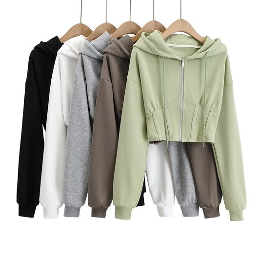 Women Hoodie Casual Cardigan Sports Hooded Zipper Sweatshirt