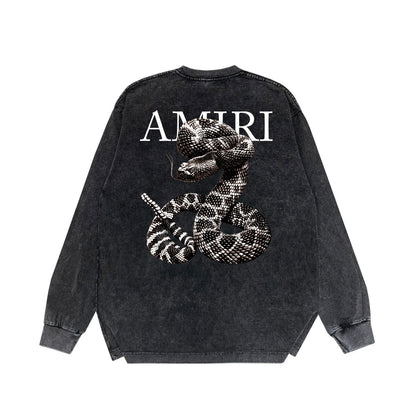 Amiri Long-Sleeve Shirt Python Pattern Vintage Long Sleeve T-shirt
