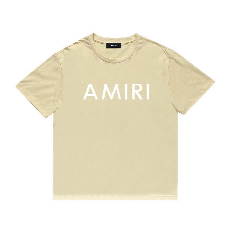 Amiri T Shirt Letter Print Casual Hip Hop round Neck Short Sleeve T-shirt