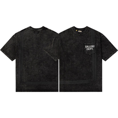 Gallery Dept T-Shirt Hand Painted Ink Splashing Alphabet Washed Retro Short Sleeve T-Shirt