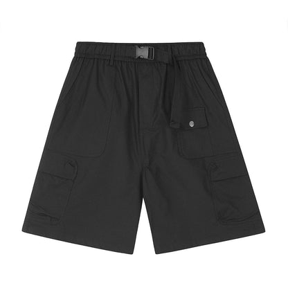 Men Shorts with Belt Workwear Multi-Pocket Loose