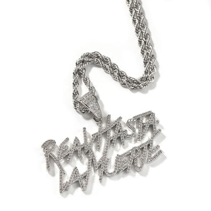 Jewelry Diamond Double Letter Pendant Necklace Jewelry Word Up rapper Spectrum