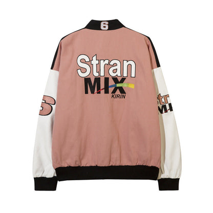 Women Jackets Vintage Racing Suit Baseball Uniform Motorcycle Jacket
