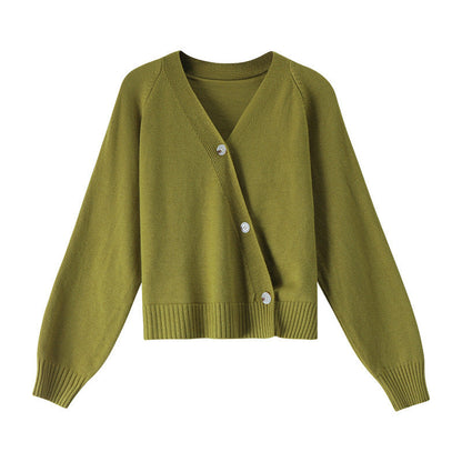 Women Knitwear Spring and Autumn V-neck Loose Knitted Cardigan Jacket