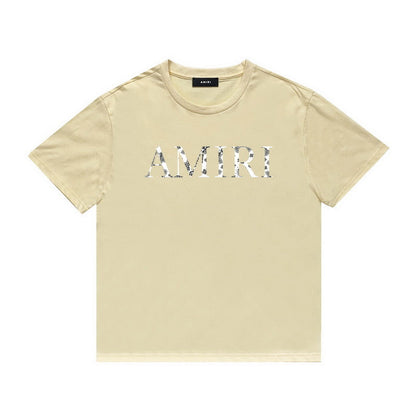 Amiri T Shirt Lettered Casual Hip Hop High Street round Neck Short Sleeve T-shirt