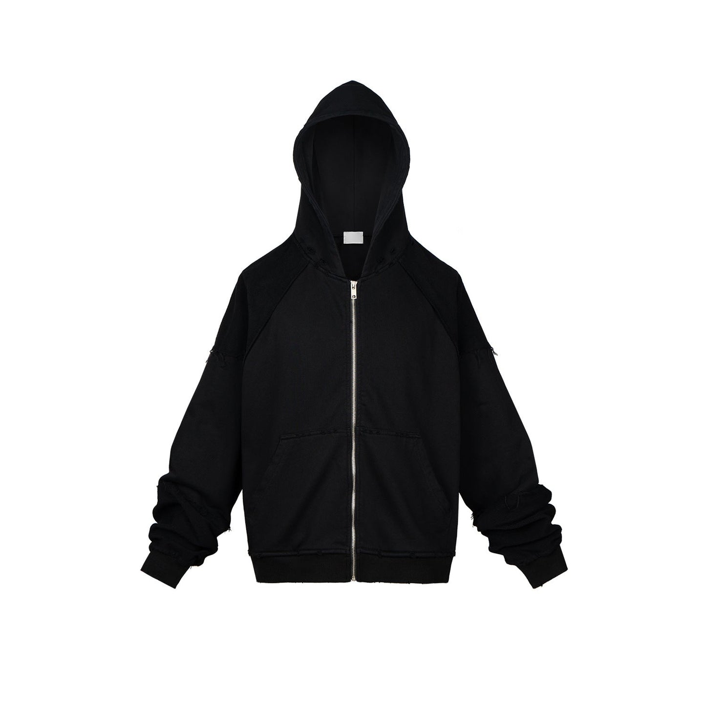 MIJKO Men's Jacket Splicing Zip Cardigan Loose Hooded Sweater
