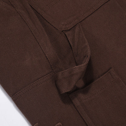 Men Jeans Embroidered Straight Casual Trousers Loose Zip