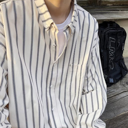 Men Shirts Striped Summer Loose Casual