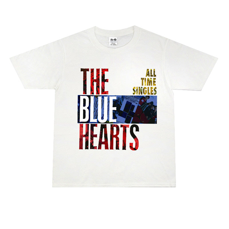 Rock Star T Shirt the Blue Hearts Punk Rock Band Loose Print T-shirt Short Sleeve Cotton