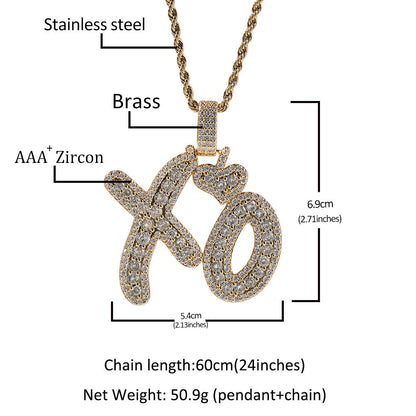Jewelry Hip Hop Gummy Love XO Letter Pendant Men and Women Necklaces Word Up St. Valentine's Spectrum