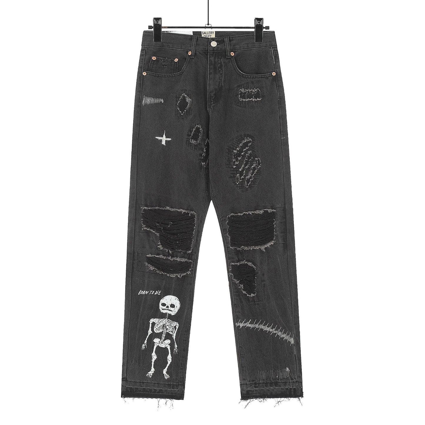 Gallery Dept Jeans Skull Alphabet Patch Heavy Industry Washed Jeans